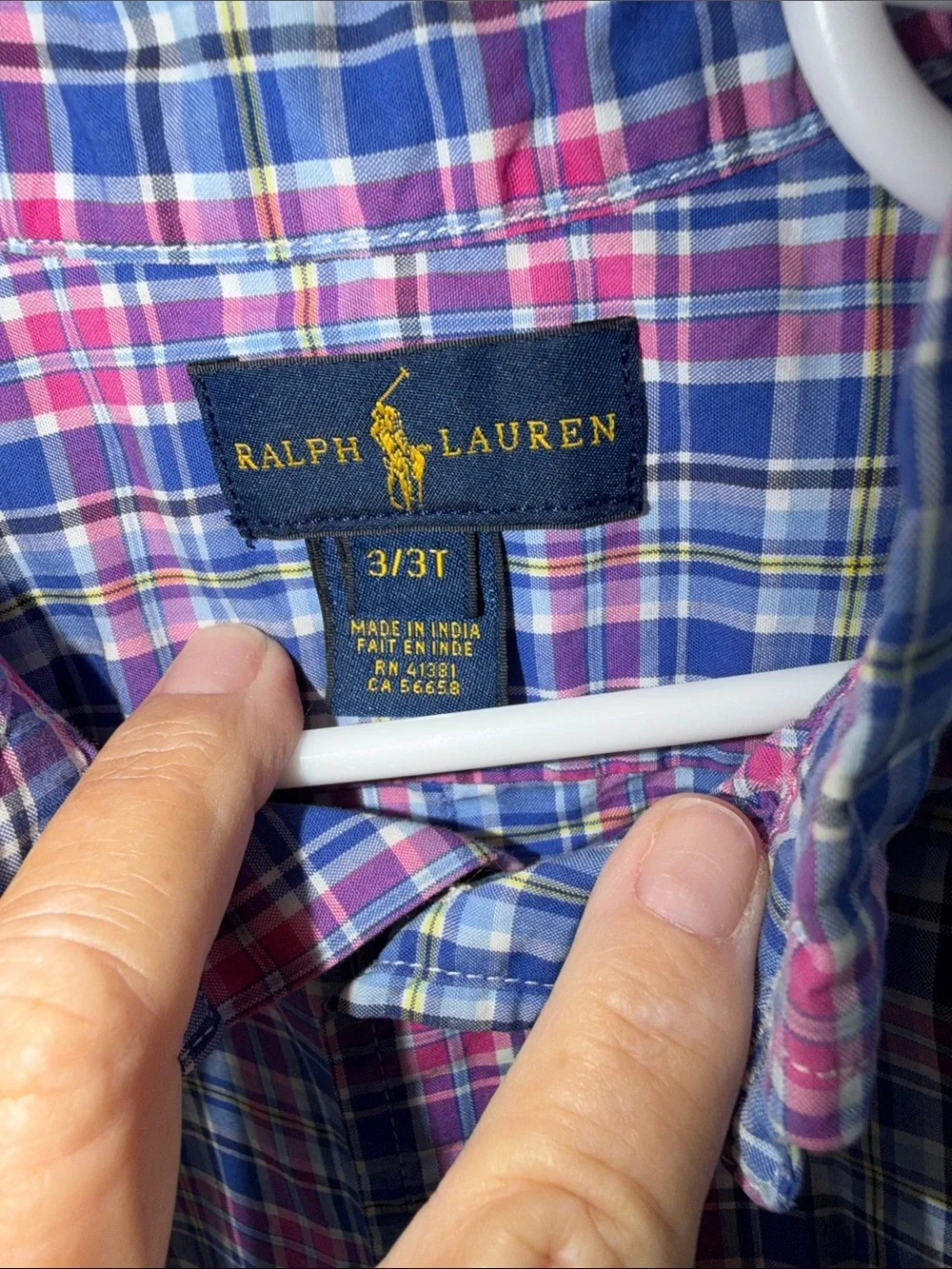 Boy's Ralph Lauren Short Sleeve Plaid Button-Down Shirt - Blue & Pink‎